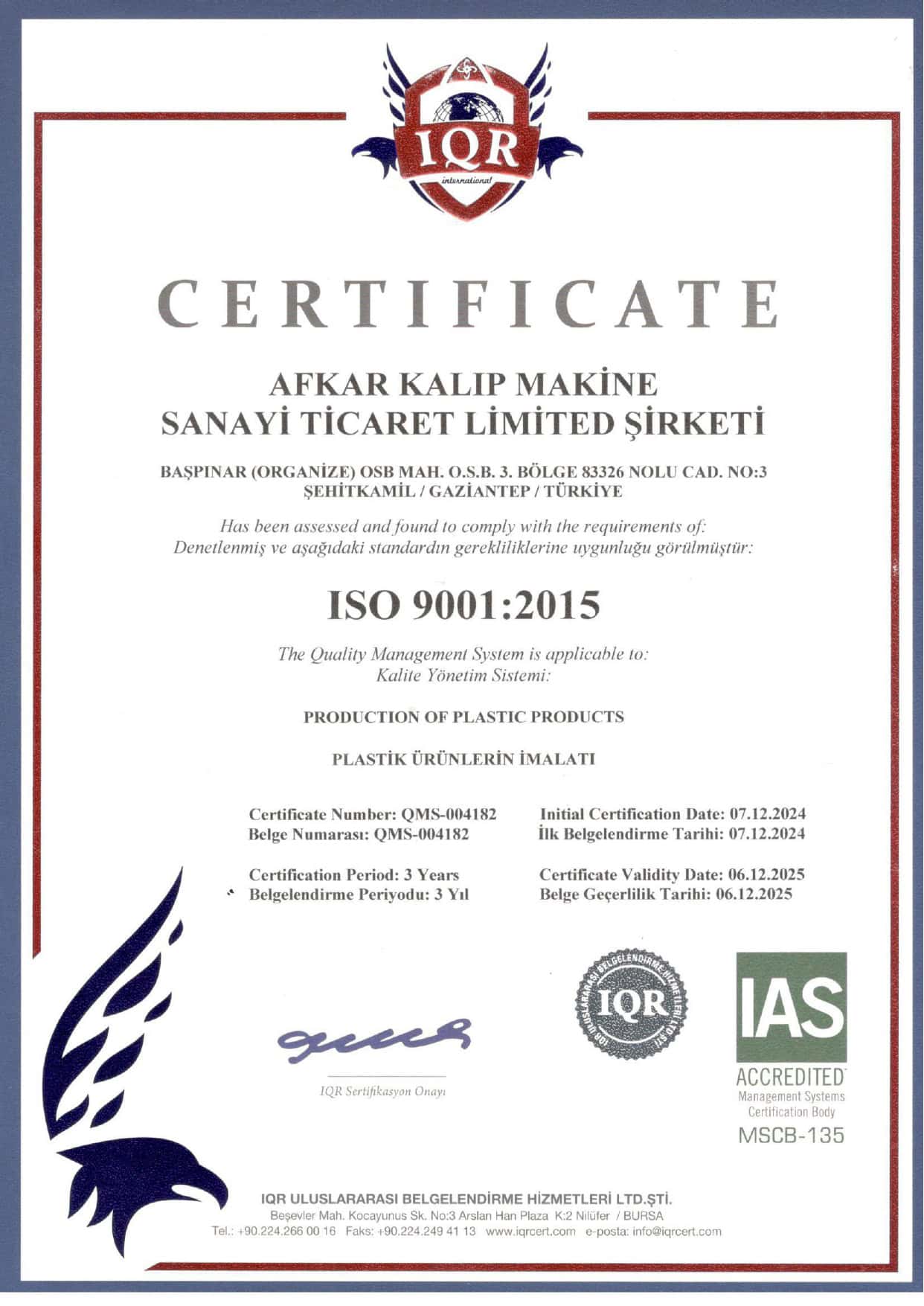 ISO BELGE 9001-2015 Afkar