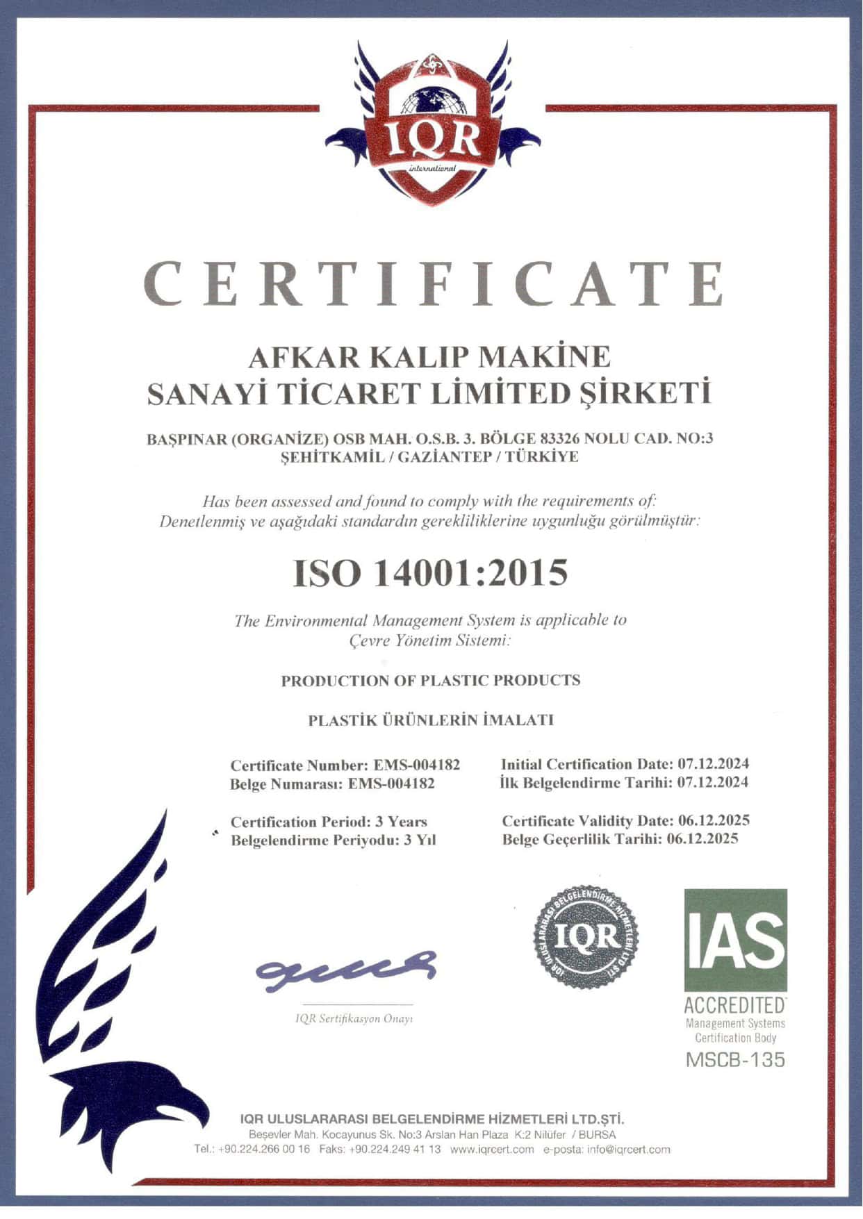 ISO BELGE 14001-2015 Afkar